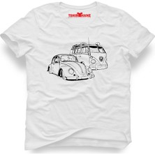 Tshirthane Volkswagen Beetle Vw Vosvos Minibüs Beyaz Erkek T-Shirt