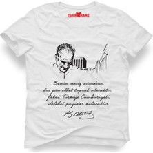 Tshirthane Atatürk Sonsuzluk 10 Kasım Beyaz Erkek T-Shirt