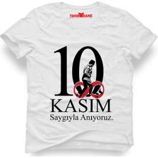 Tshirthane Atatürk Sonsuzluk 10 Kasım Beyaz Erkek T-Shirt