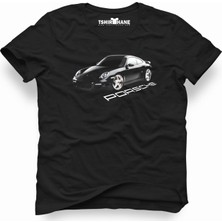 Tshirthane Porsche Logo Siyah Erkek T-Shirt