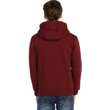 Bant Giyim Bordo Kışlık Kalın Kapüşonlu Erkek Sweatshirt Hoodie
