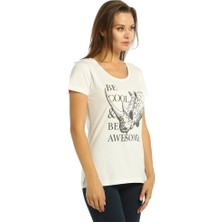 Bant Giyim Be Cool Beyaz Kadın T-Shirt