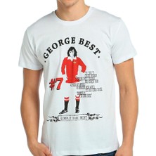 Bant Giyim George Best Futbol Beyaz Erkek T-Shirt