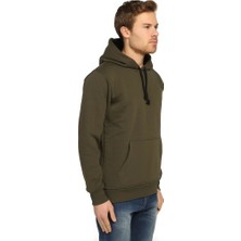 Bant Giyim Haki Kışlık Kalın Kapüşonlu Erkek Sweatshirt Hoodie
