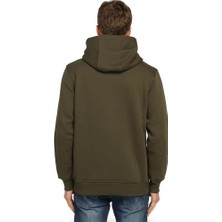 Bant Giyim Haki Kışlık Kalın Kapüşonlu Erkek Sweatshirt Hoodie