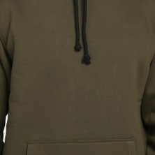 Bant Giyim Haki Kışlık Kalın Kapüşonlu Erkek Sweatshirt Hoodie