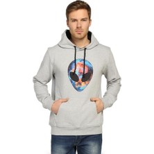 Bant Giyim Alien Cosmos Gri Kapüşonlu Erkek Sweatshirt Hoodie