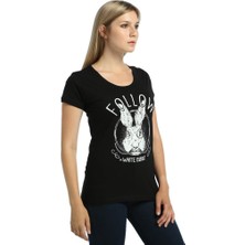 Bant Giyim White Rabbit Siyah Kadın T-Shirt