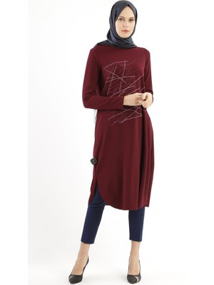 Sitare Baskılı Triko Tunik 17K3038