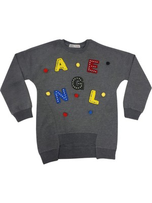 Toontoy Kız Çocuk Sweatshirt Renkli Angel Nakışlı - 10 Yaş - 140Cm Boy