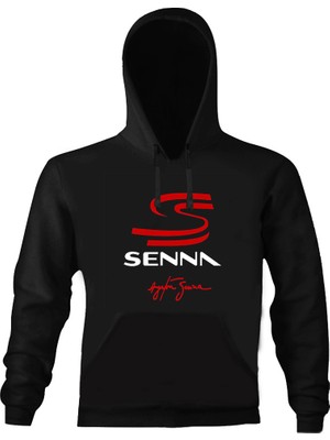 Art T-Shirt Ayrton Senna İmzali Logo Kapşonlu Sweatshirt