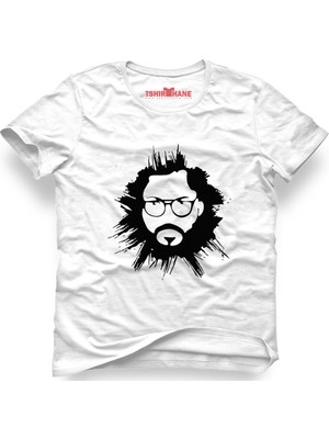 Tshirthane La Case De Papel El Profesor Brush Beyaz Erkek T-Shirt