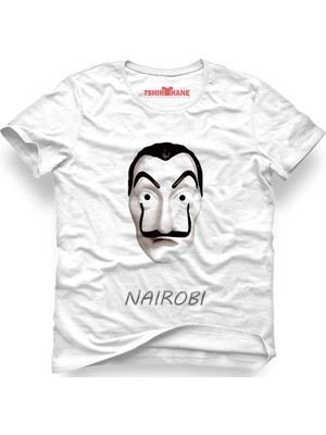 Tshirthane La Case De Papel Nairobi Beyaz Erkek T-Shirt