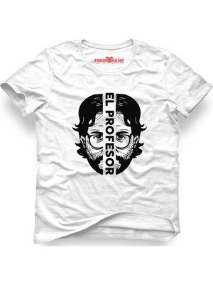 Tshirthane La Case De Papel Profesör Beyaz Erkek T-Shirt