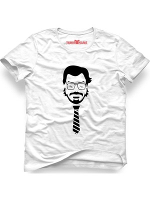 Tshirthane La Case De Papel The Teacher Beyaz Erkek T-Shirt