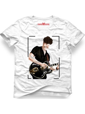 Tshirthane Shawn Mendes Gitar Beyaz Erkek T-Shirt