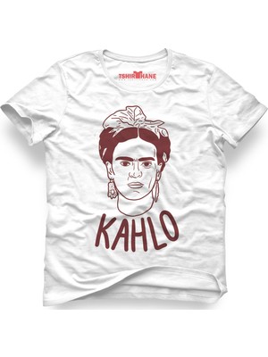 Tshirthane Frida Kahlo Vektörel Unisex Kalıp Beyaz Erkek T-Shirt