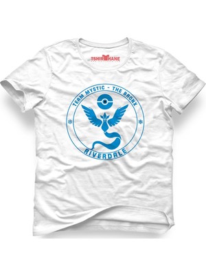 Tshirthane Riverdale Team Mystic Pokemon Go Beyaz Erkek T-Shirt