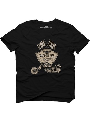 Tshirthane Motor Oil Siyah Erkek T-Shirt
