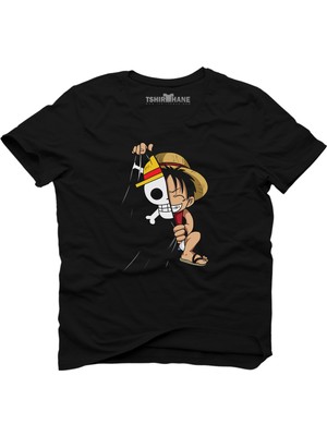 Tshirthane One Piece Curtain Perde Siyah Erkek T-Shirt