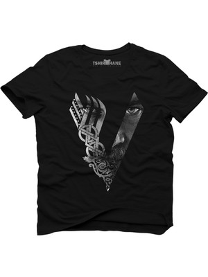 Tshirthane Vikings Ragnar Lothbrok Siyah Erkek T-Shirt