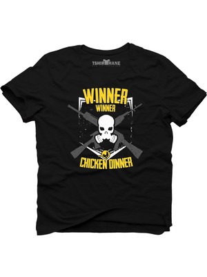 Tshirthane Pubg Gun Mask Winner Siyah Erkek T-Shirt