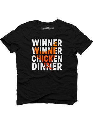 Tshirthane Pubg Winner Tavuk Siyah Erkek T-Shirt