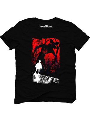 Tshirthane Stranger Things Eleven Demogorgon Siyah Erkek T-Shirt