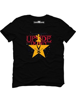 Tshirthane Stranger Things The Upside Down Star Siyah Erkek T-Shirt