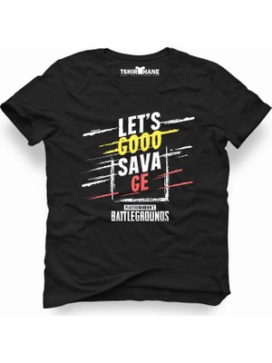 Tshirthane Pubg Lets Goo Savage Siyah Erkek T-Shirt