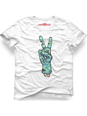 Tshirthane Zombie Peace Beyaz Erkek T-Shirt