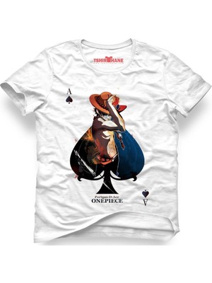 Tshirthane One Piece Monkey D. Luffy Manga Anime Beyaz Erkek T-Shirt