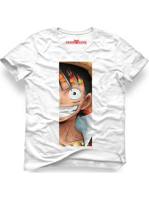 Tshirthane One Piece Monkey D. Luffy Manga Anime Beyaz Erkek T-Shirt