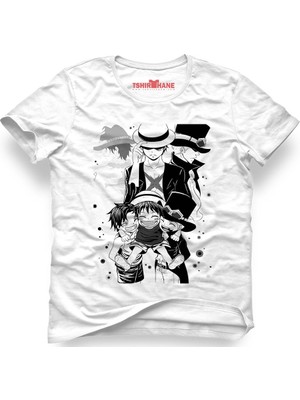 Tshirthane One Piece Monkey D. Luffy Manga Anime Beyaz Erkek T-Shirt