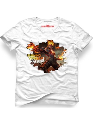 Tshirthane The Burning Vengeance Brand Beyaz Erkek T-Shirt