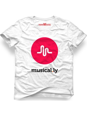 Tshirthane Musically Tik Tok Logo Beyaz Erkek T-Shirt
