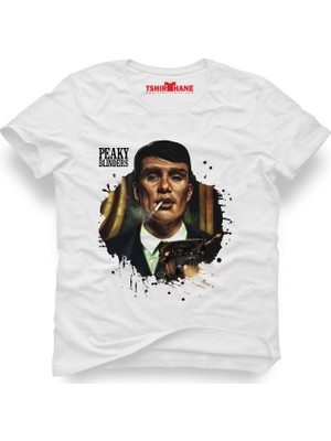 Tshirthane Peaky Blinders Tommy Shelby Beyaz Erkek T-Shirt