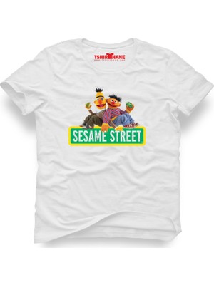 Tshirthane Sesame Street Susam Sokağı Beyaz Erkek T-Shirt