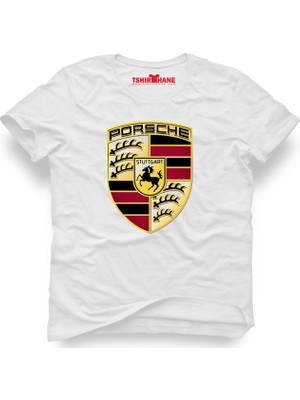 Tshirthane Porsche Logo Beyaz Erkek T-Shirt
