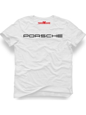Tshirthane Porsche Logo Beyaz Erkek T-Shirt