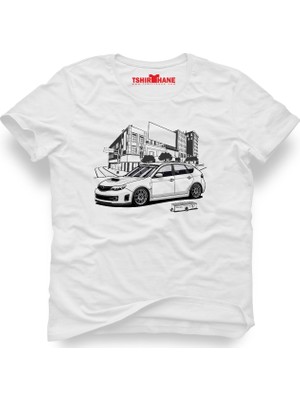 Tshirthane Subaru Hackback Beyaz Erkek T-Shirt