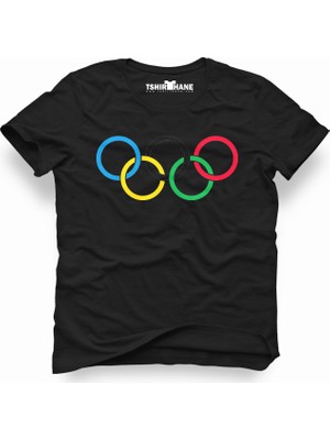 Tshirthane Olimpiyat Olimpia Siyah Erkek T-Shirt