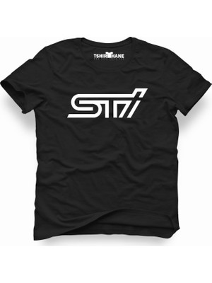 Tshirthane Subaru Sti Logo Siyah Erkek T-Shirt