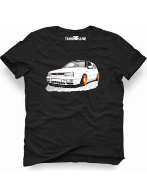 Tshirthane Vw Volkswagen Golf Mk2 Siyah Erkek T-Shirt