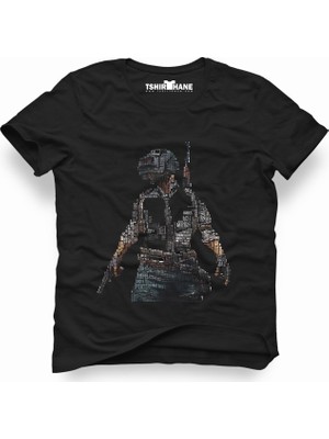 Tshirthane Pubg Tipografi Siyah Erkek T-Shirt