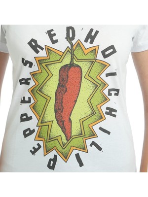 Bant Giyim Red Hot Chili Peppers Beyaz Kadın T-Shirt