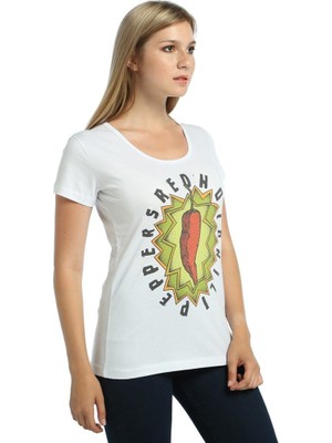 Bant Giyim Red Hot Chili Peppers Beyaz Kadın T-Shirt