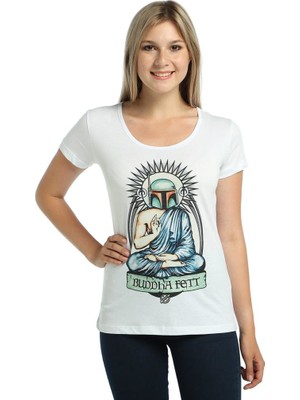 Bant Giyim Star Wars Boba Fett Beyaz Kadın T-Shirt