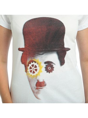 Bant Giyim Charlie Chaplin Beyaz Kadın T-Shirt