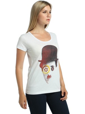 Bant Giyim Charlie Chaplin Beyaz Kadın T-Shirt